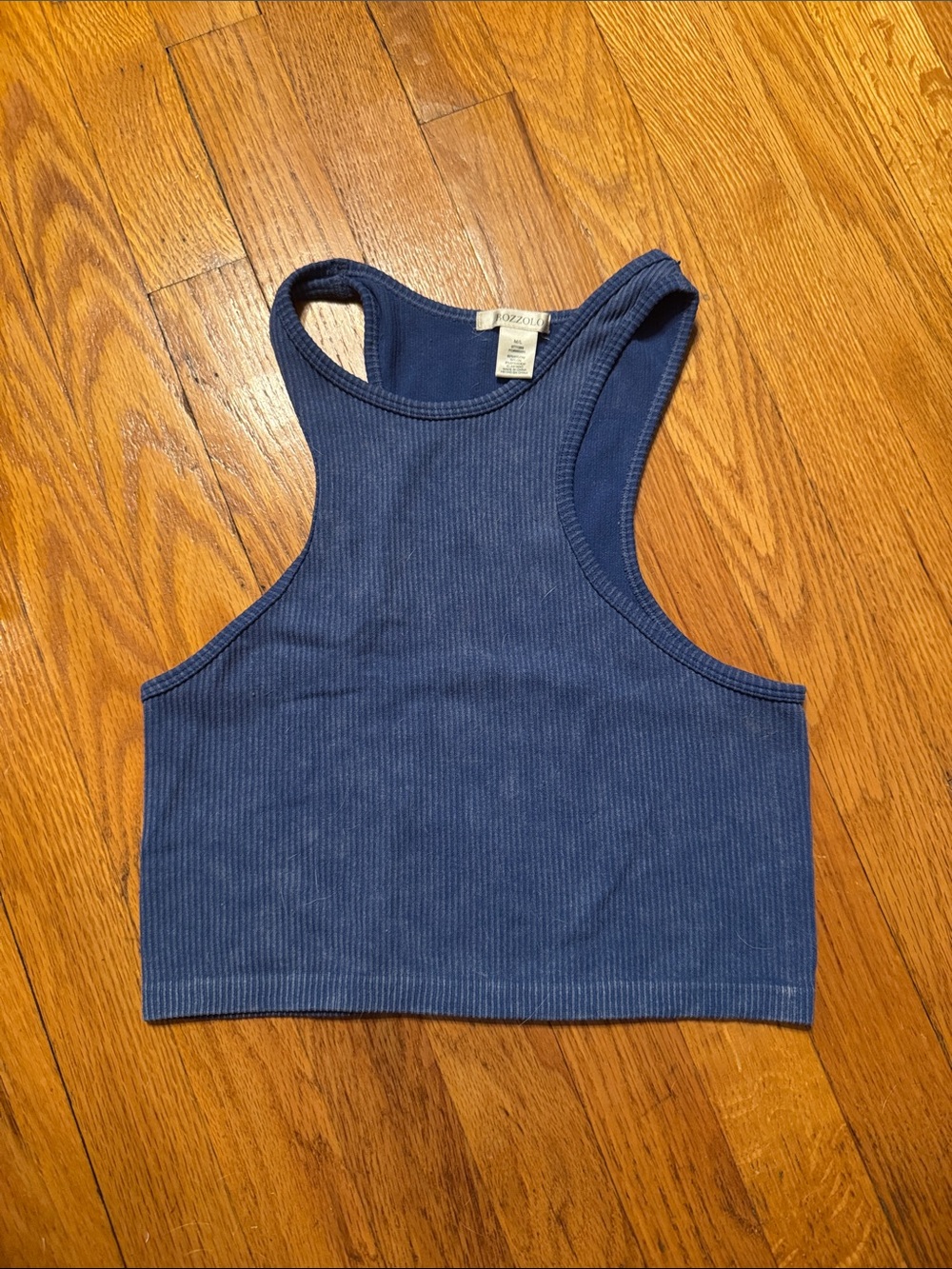 Bozzolo Navy Ribbed Racerback Crop Top